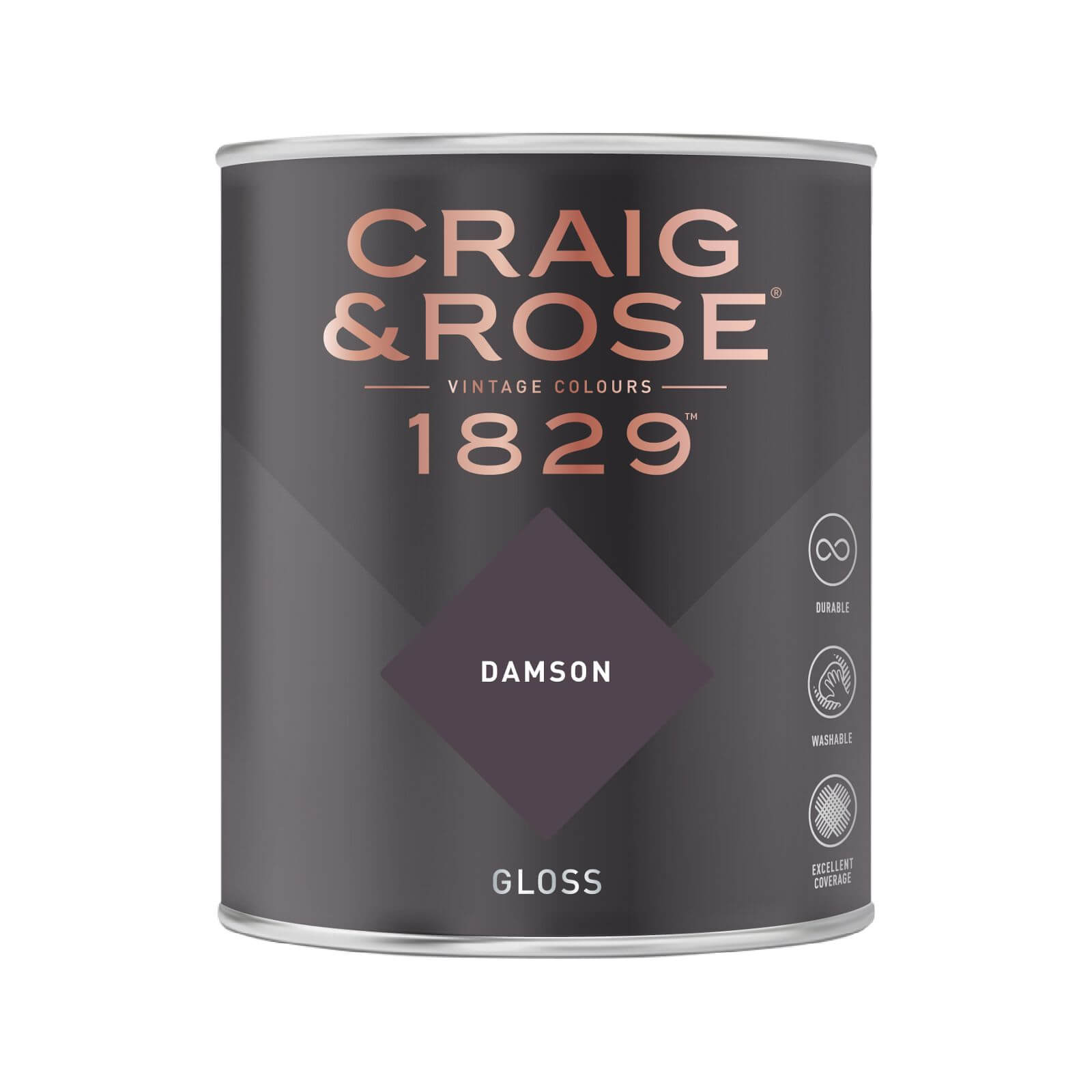 Craig and Rose 1829 Eggshell Paint, Damson 1L | Durable, Low-Sheen Finish for Wood and Metal, Interior Use - image 2
