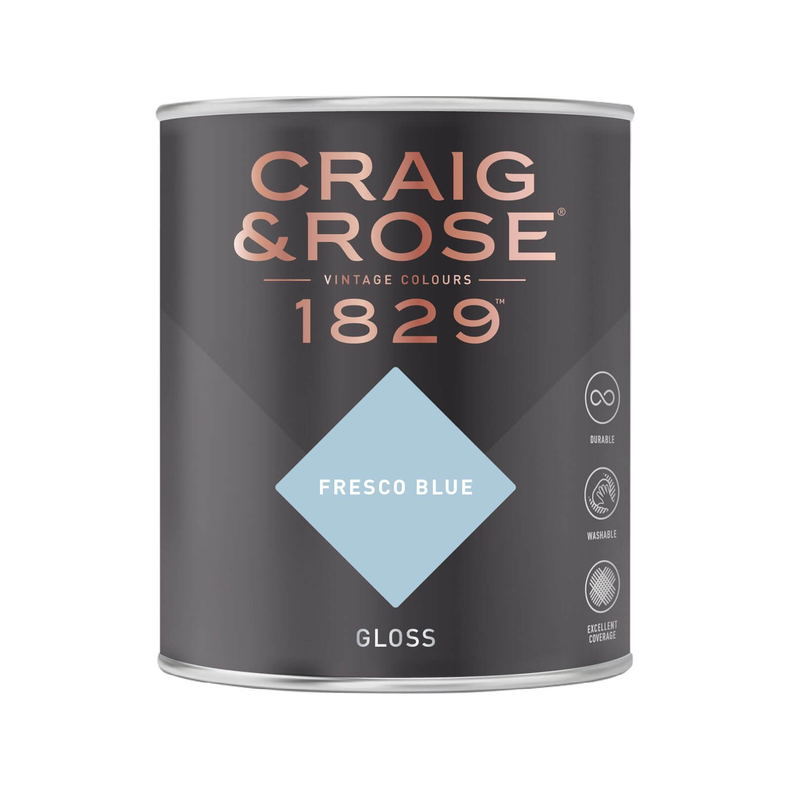 Craig and Rose 1829 Eggshell Paint, Fresco Blue 1L | Durable, Low-Sheen Finish for Wood and Metal, Interior Use - image 2