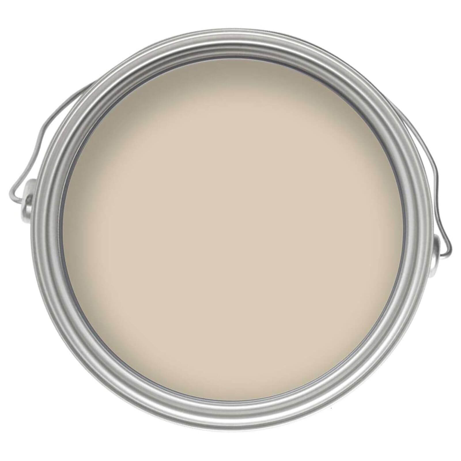 Round tin of Craig and Rose 1829 Eggshell Paint in Hemp Beige, showcasing a smooth, low-sheen beige color suitable for wood and metal surfaces.