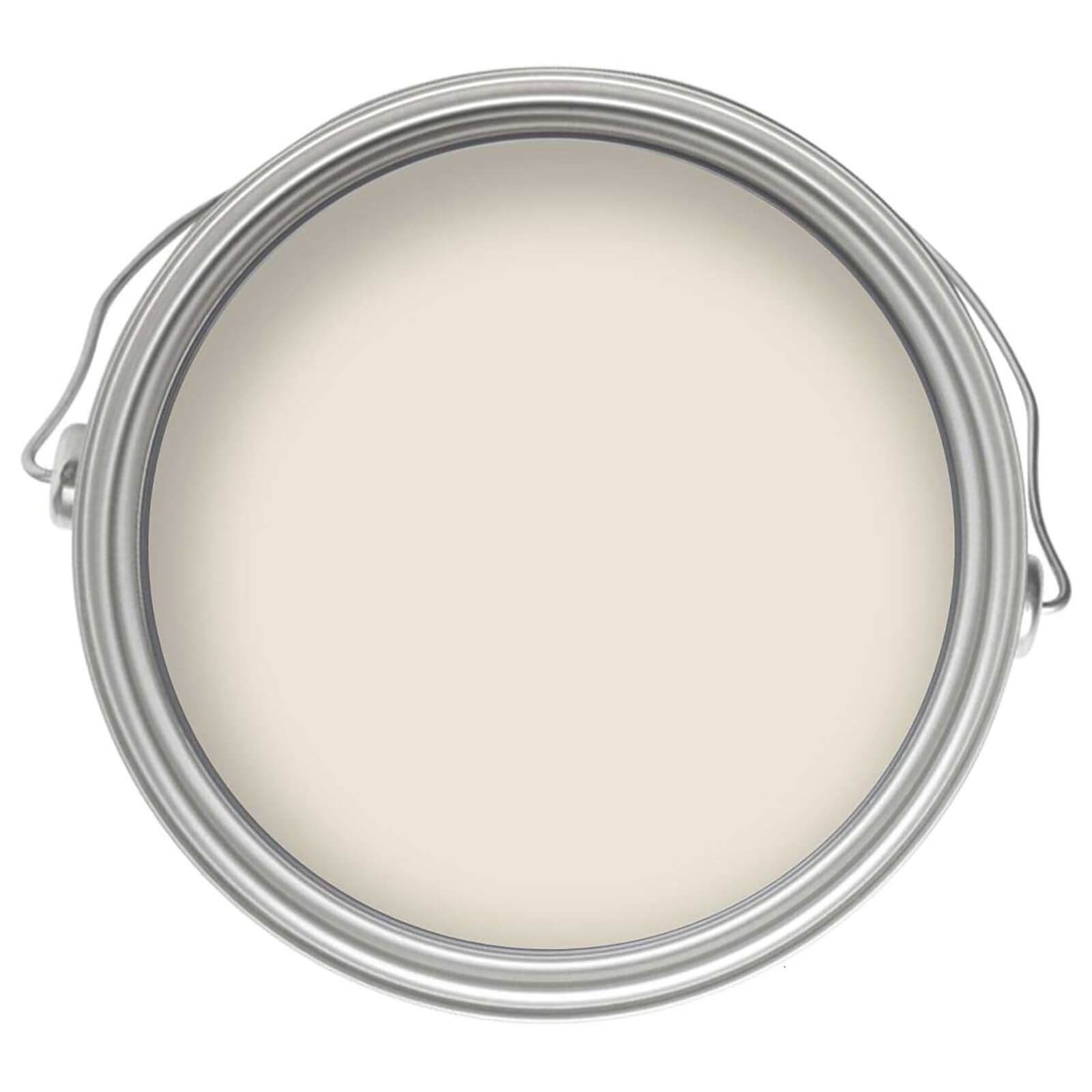 Round metal paint can with a silver lid, containing Isabelline eggshell paint, a soft, creamy beige color, designed for durable, low-sheen finishes on wood and metal surfaces.