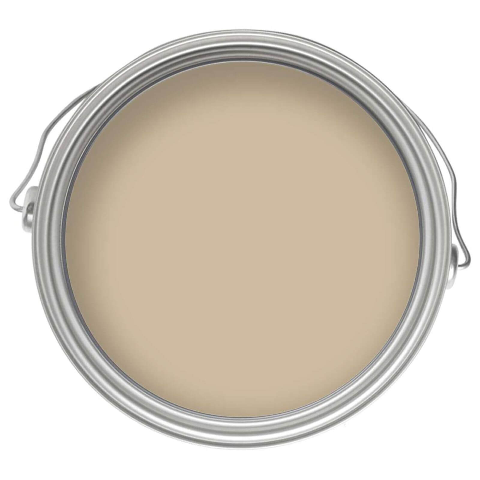 Pale oak eggshell paint in a metal can, showcasing a smooth, low-sheen finish suitable for wood and metal surfaces, designed for interior use.