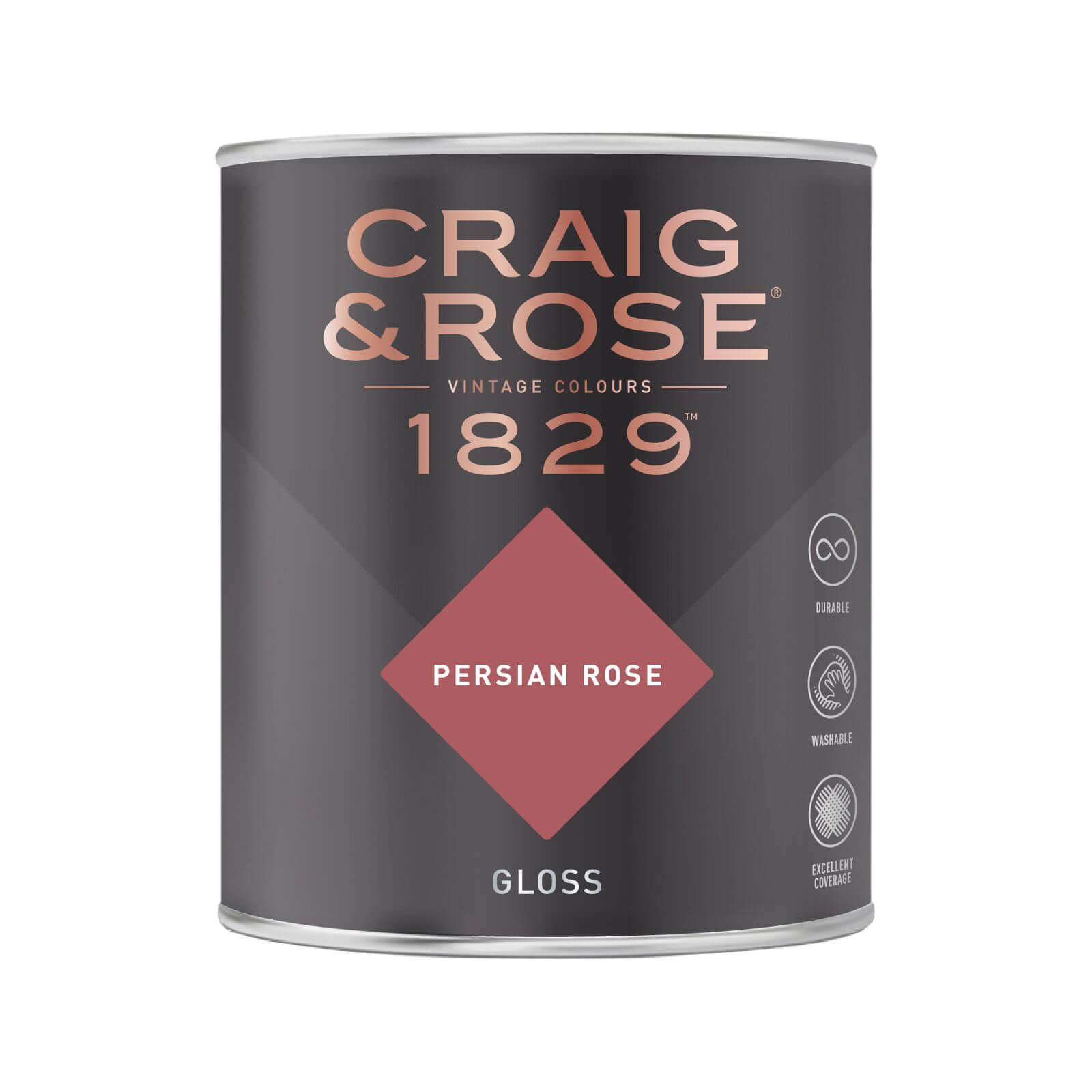 Craig and Rose 1829 Eggshell Paint, Persian Rose 1L | Durable, Low-Sheen Finish for Wood and Metal, Interior Use - image 2