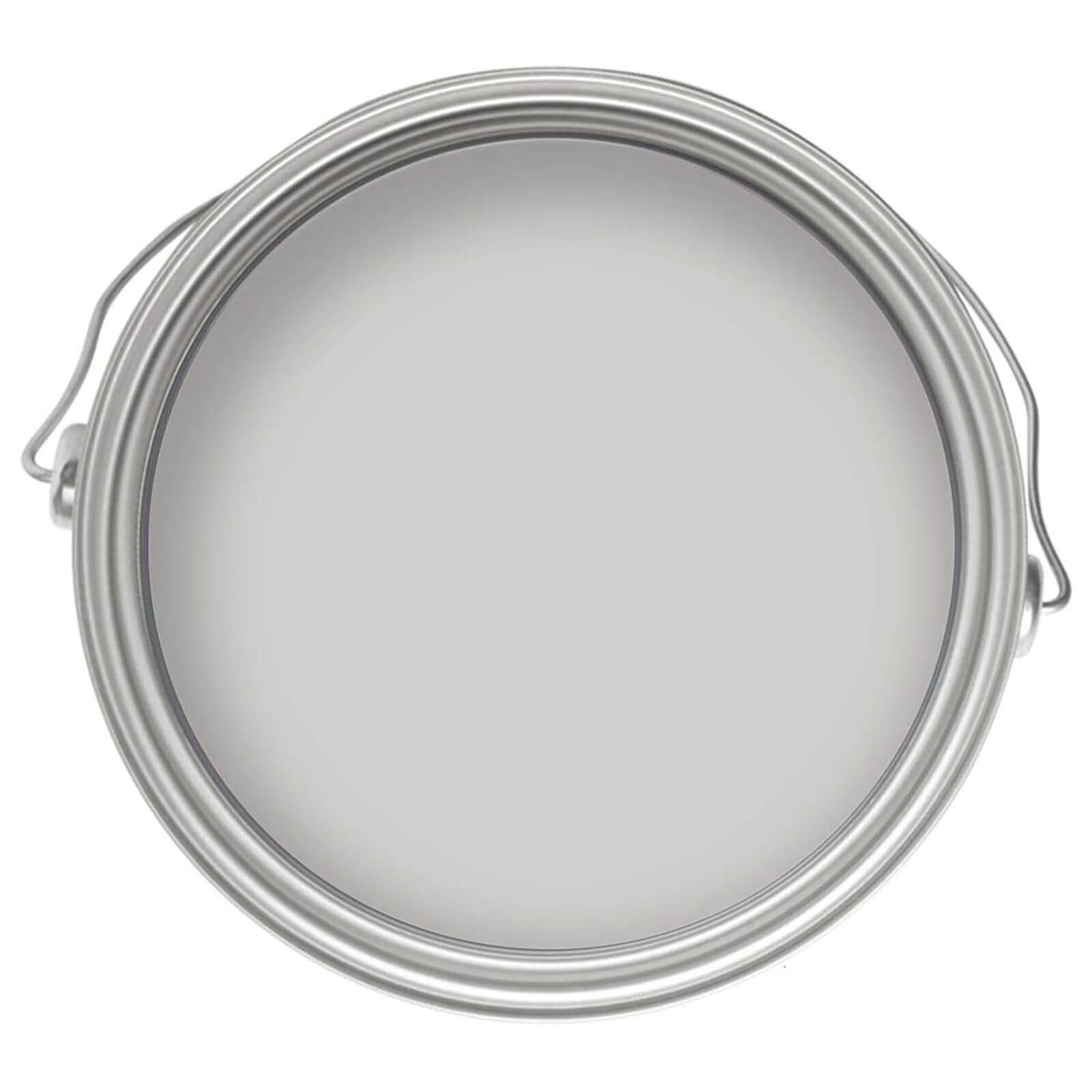 Round metal paint can with a silver finish, featuring a smooth, low-sheen surface, labeled "Craig and Rose 1829 Eggshell Paint, Strawberry Hill 1L" for interior use on wood and metal.