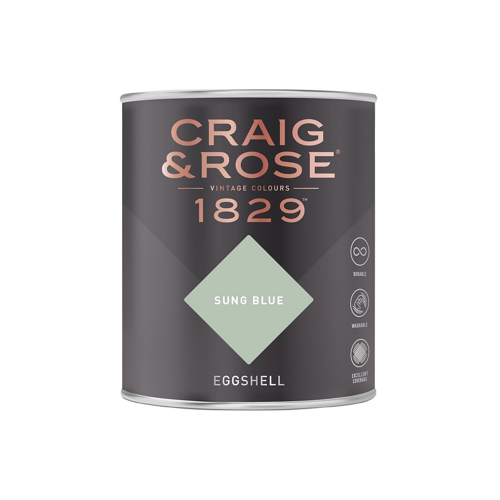 Craig and Rose 1829 Eggshell Paint, Sung Blue 1L | Durable, Low-Sheen Finish for Wood and Metal, Interior Use - image 2