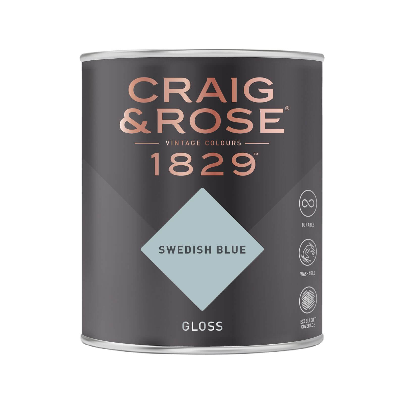 Craig and Rose 1829 Eggshell Paint, Swedish Blue 1L | Durable, Low-Sheen Finish for Wood and Metal, Interior Use - image 2