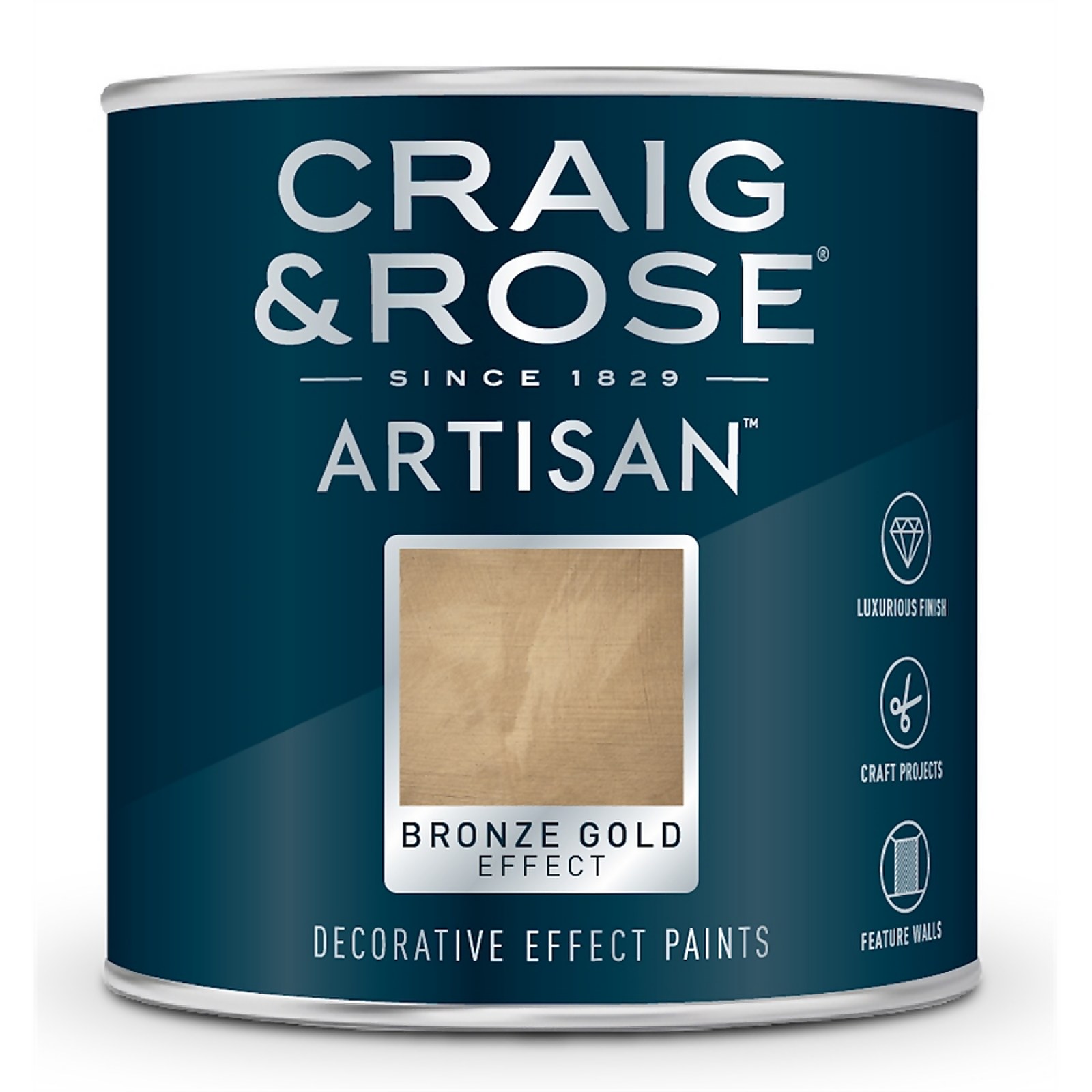 Craig and Rose Artisan Gold Effect, Bronze Gold 250ml | Gold Effect Paint Finish for Furniture and Trim, Feature Wall Paint - image 2