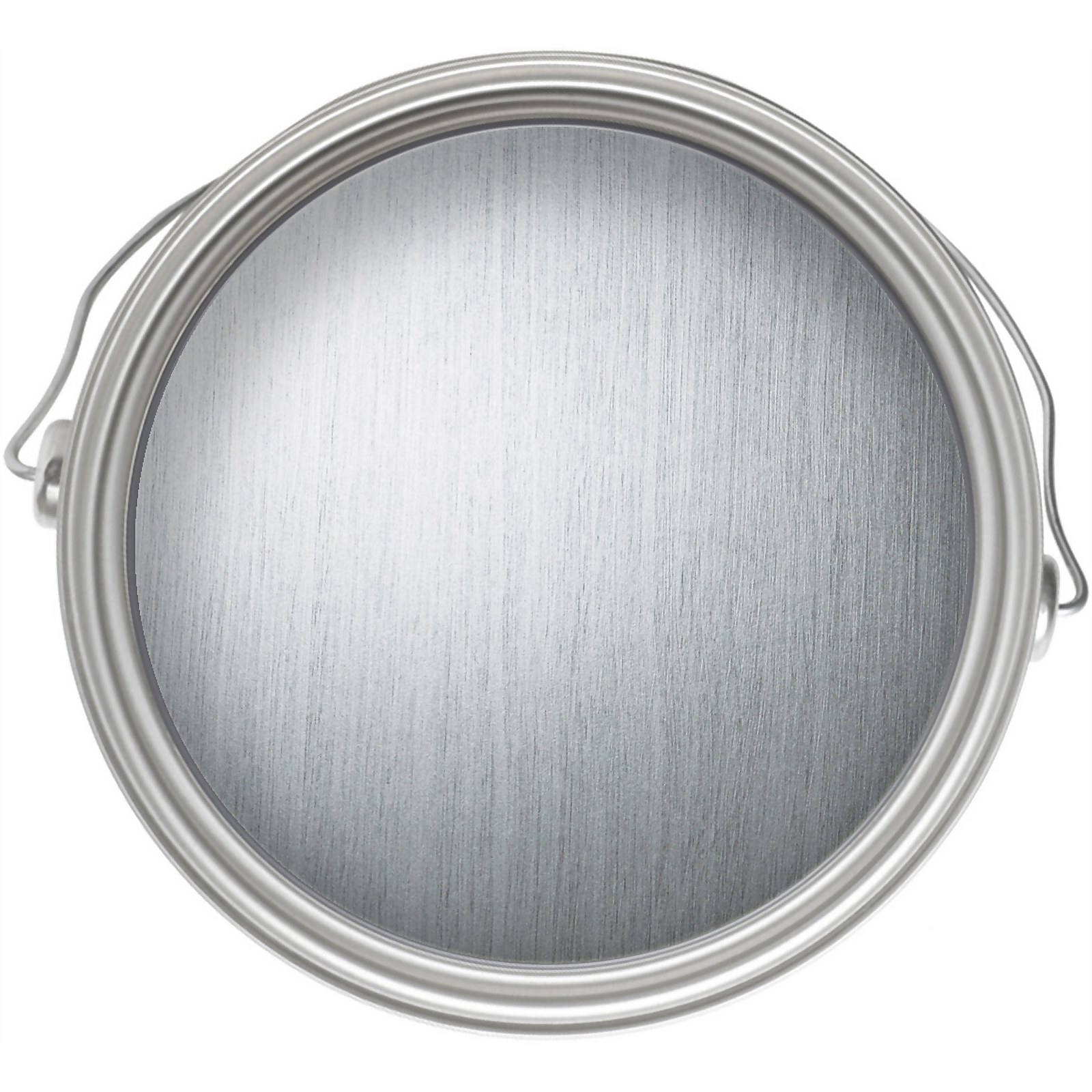 Silver stainless steel effect paint in a 250ml round tin, featuring a smooth metallic finish and a sturdy metal handle.