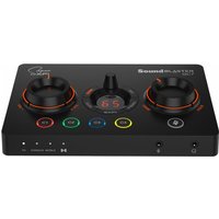 Black Creative Labs Sound Blaster GC7 with dual dials, LED indicators, and 7.1 channel USB connectivity.