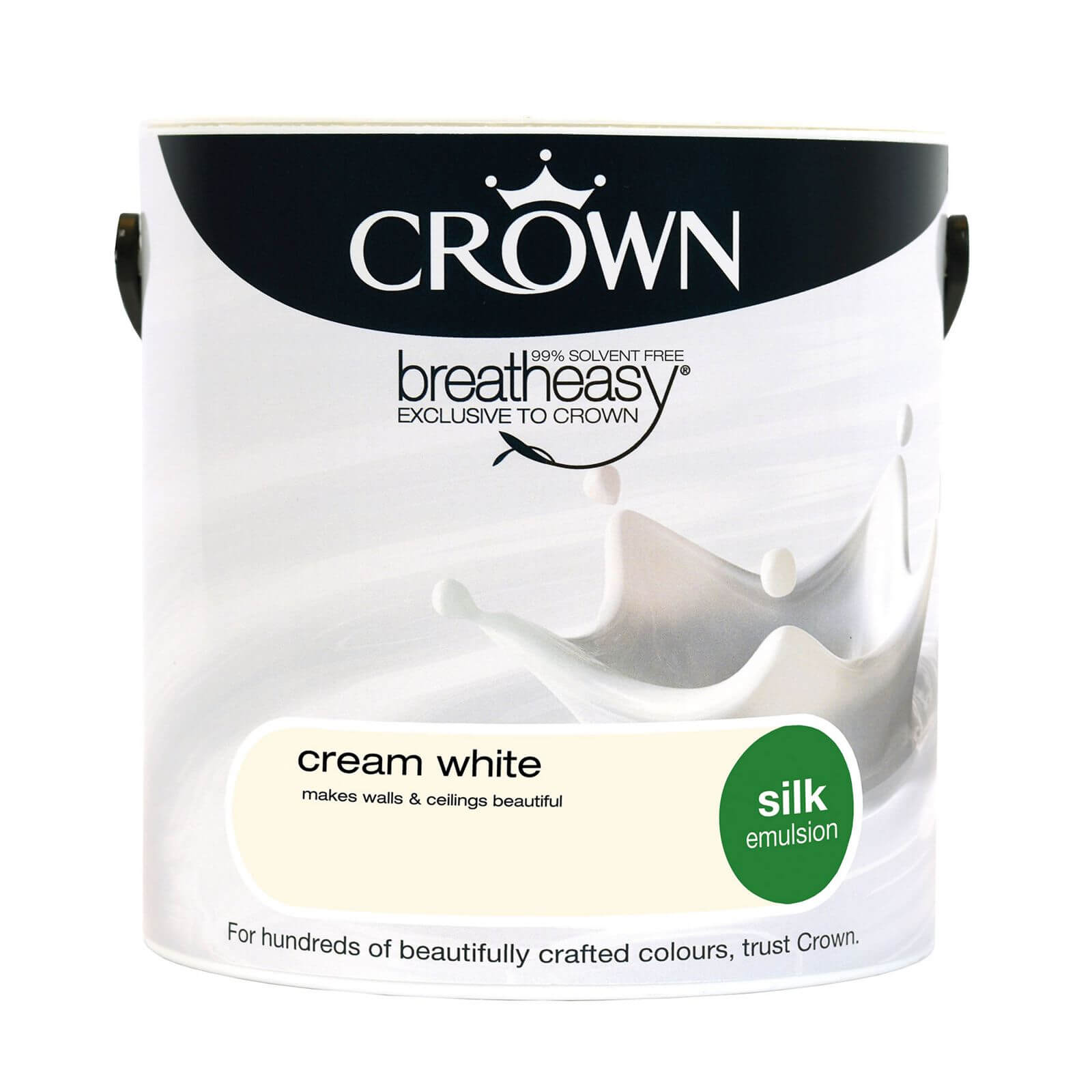 Crown Breatheasy Walls & Ceilings Cream White Silk Emulsion Paint 2.5L - image 2