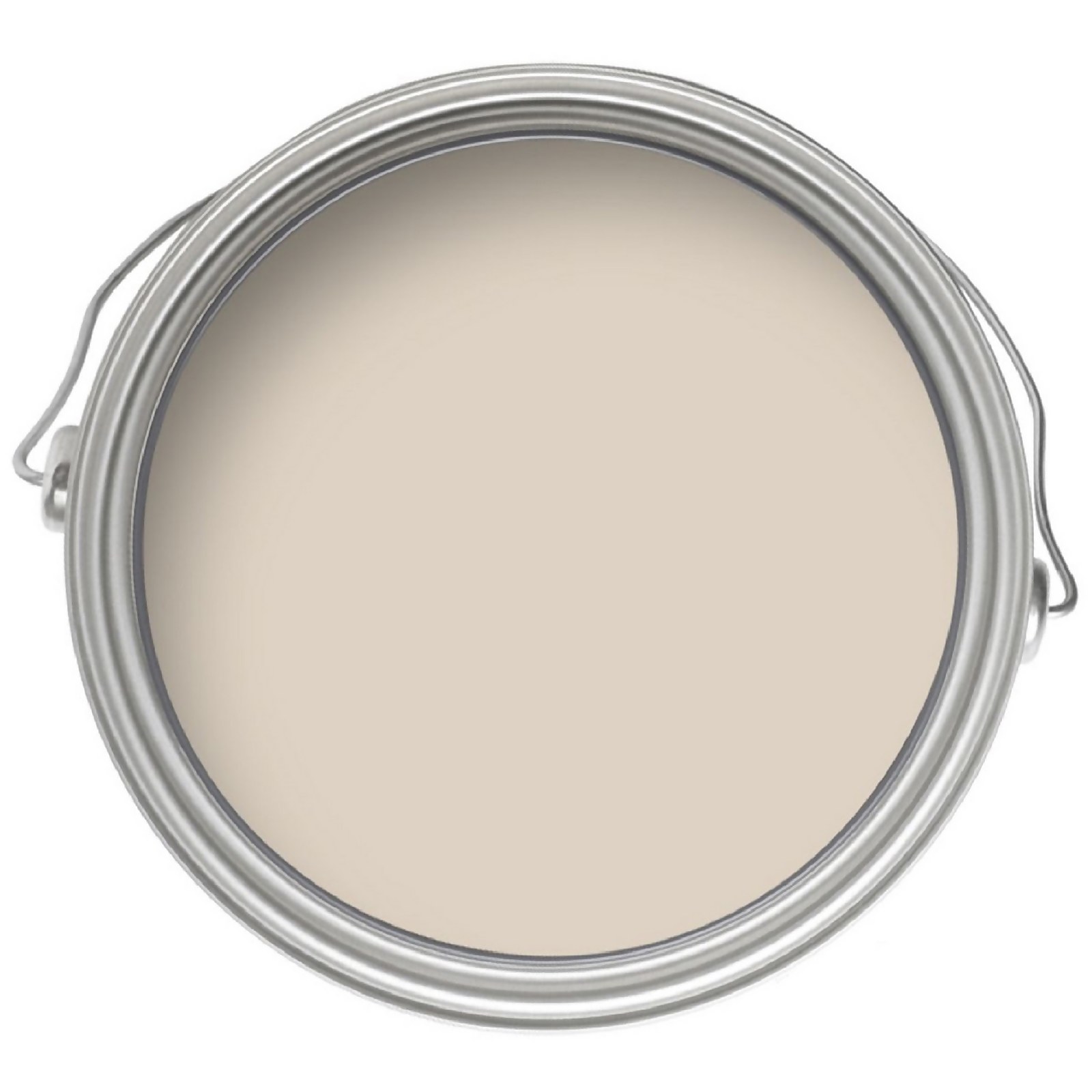 Crown Walls and Ceilings Silk Emulsion Paint in Wheatgrass, 2.5L, displayed in a round metal tin with a smooth, creamy beige color.
