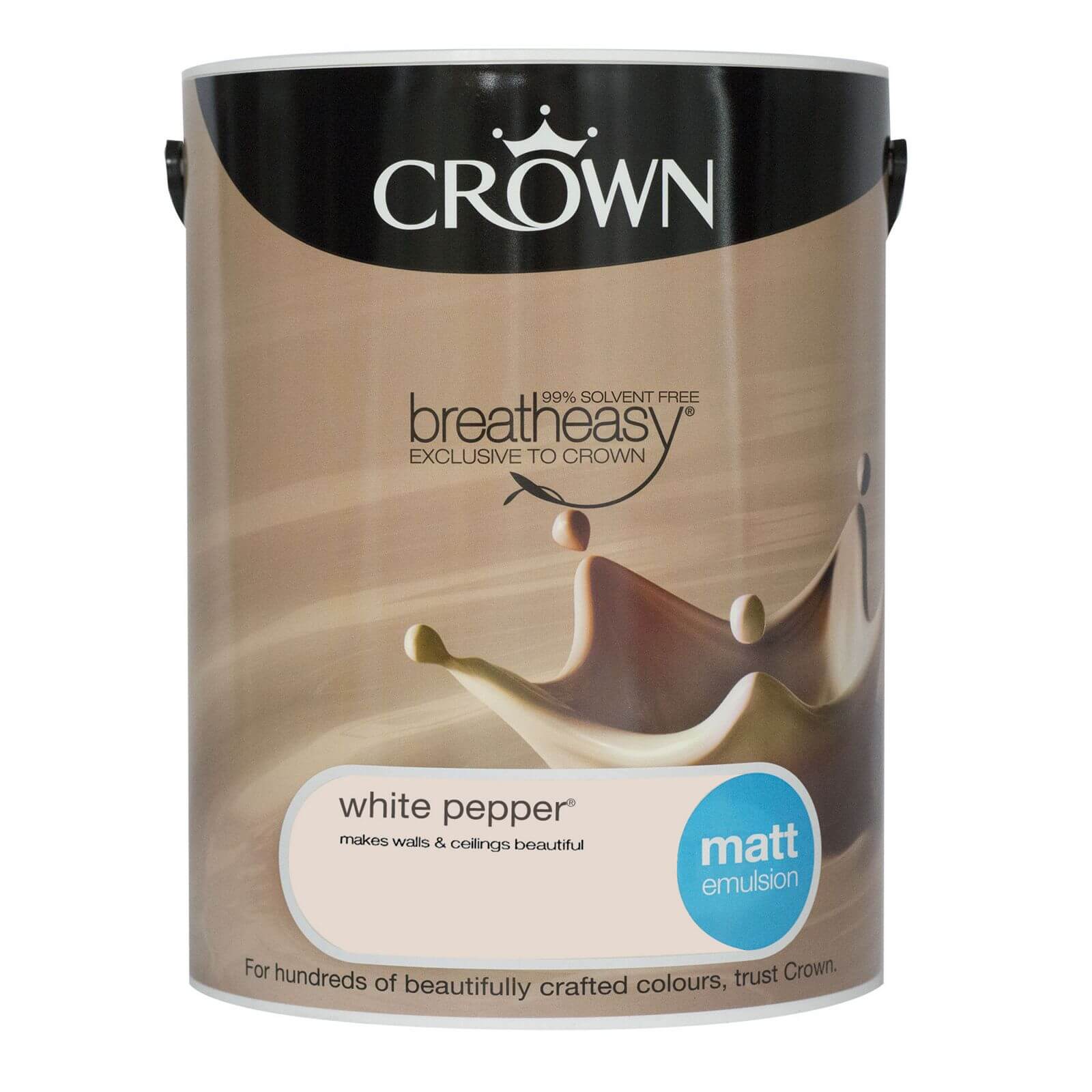 Crown Breatheasy Walls & Ceilings White Pepper Emulsion Paint 5L - image 2