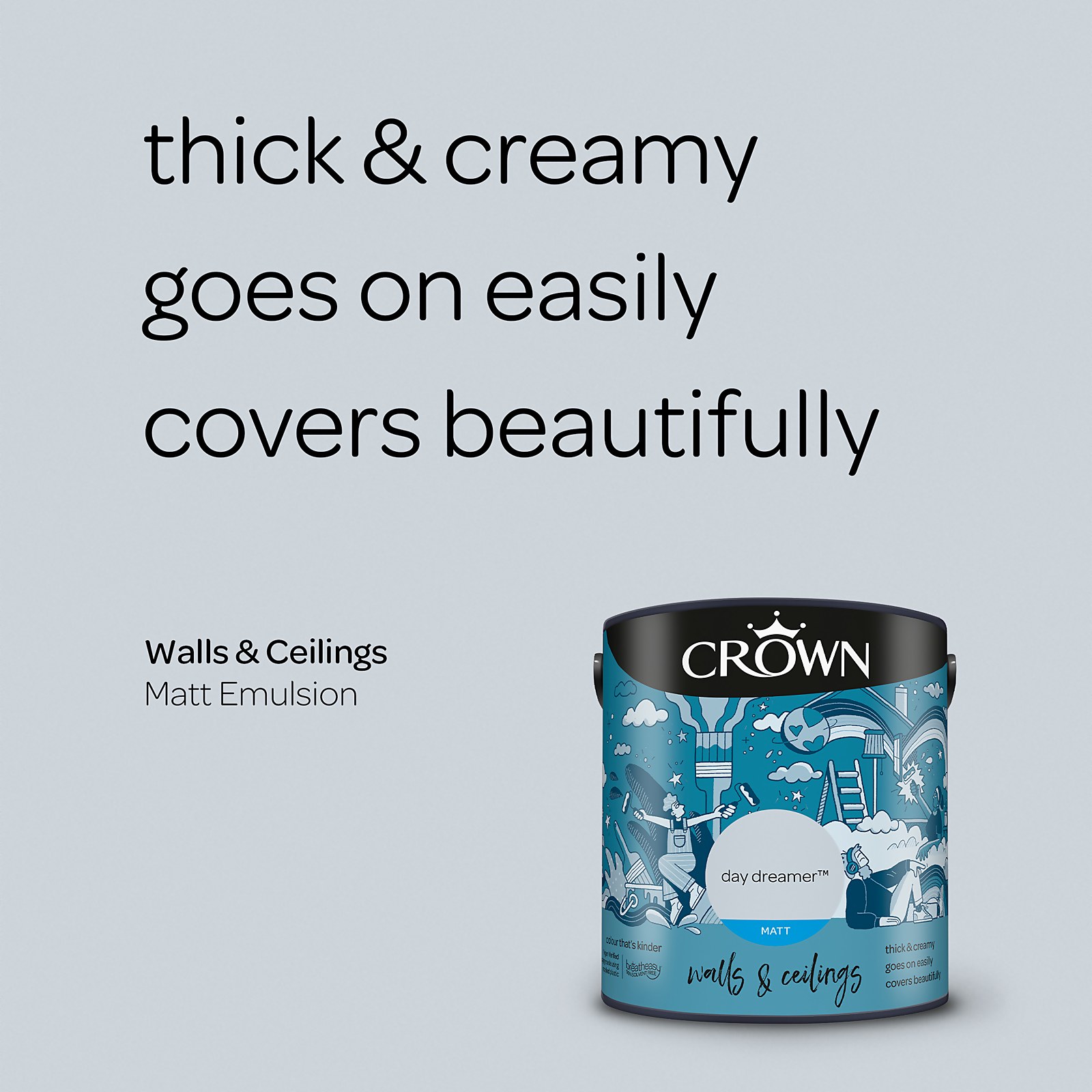 Crown Walls & Ceilings Day Dreamer Matt Emulsion Paint 2.5L - image 4