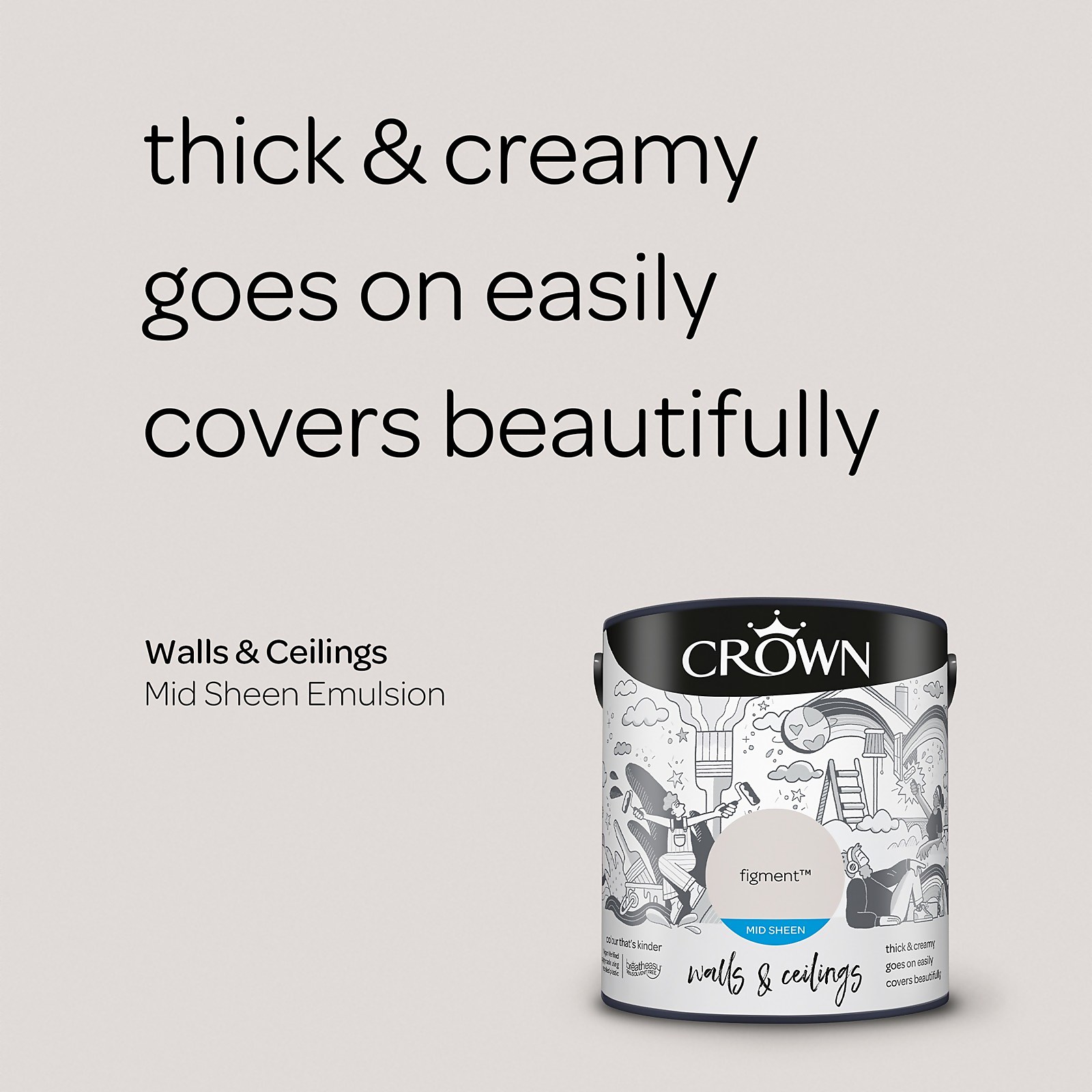 Crown Walls & Ceilings Figment Mid Sheen Emulsion Paint 2.5L - image 4
