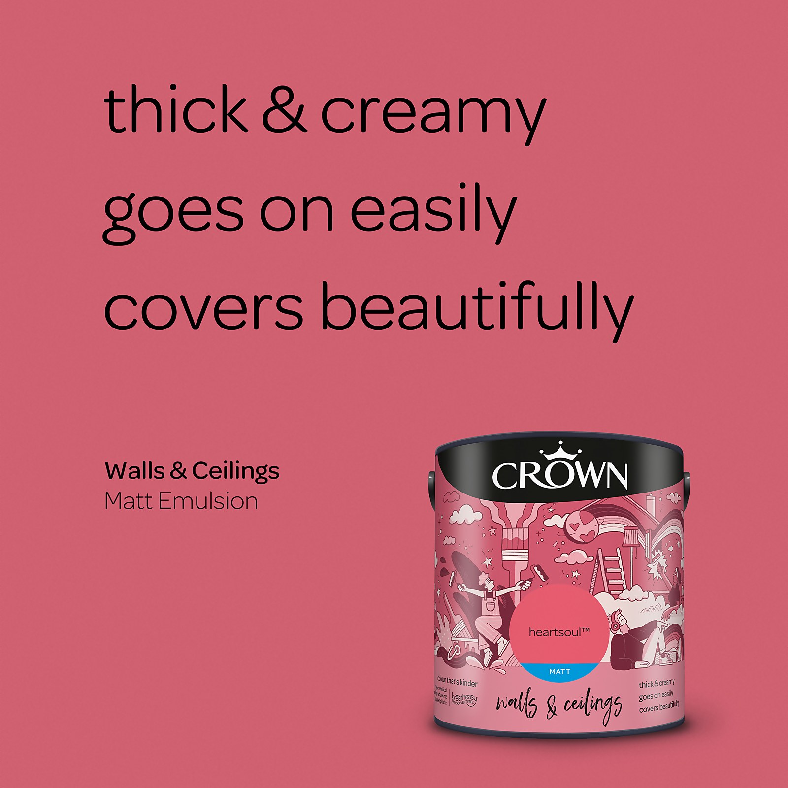 Crown Walls & Ceilings Heartsoul Matt Emulsion Paint 2.5L - image 4