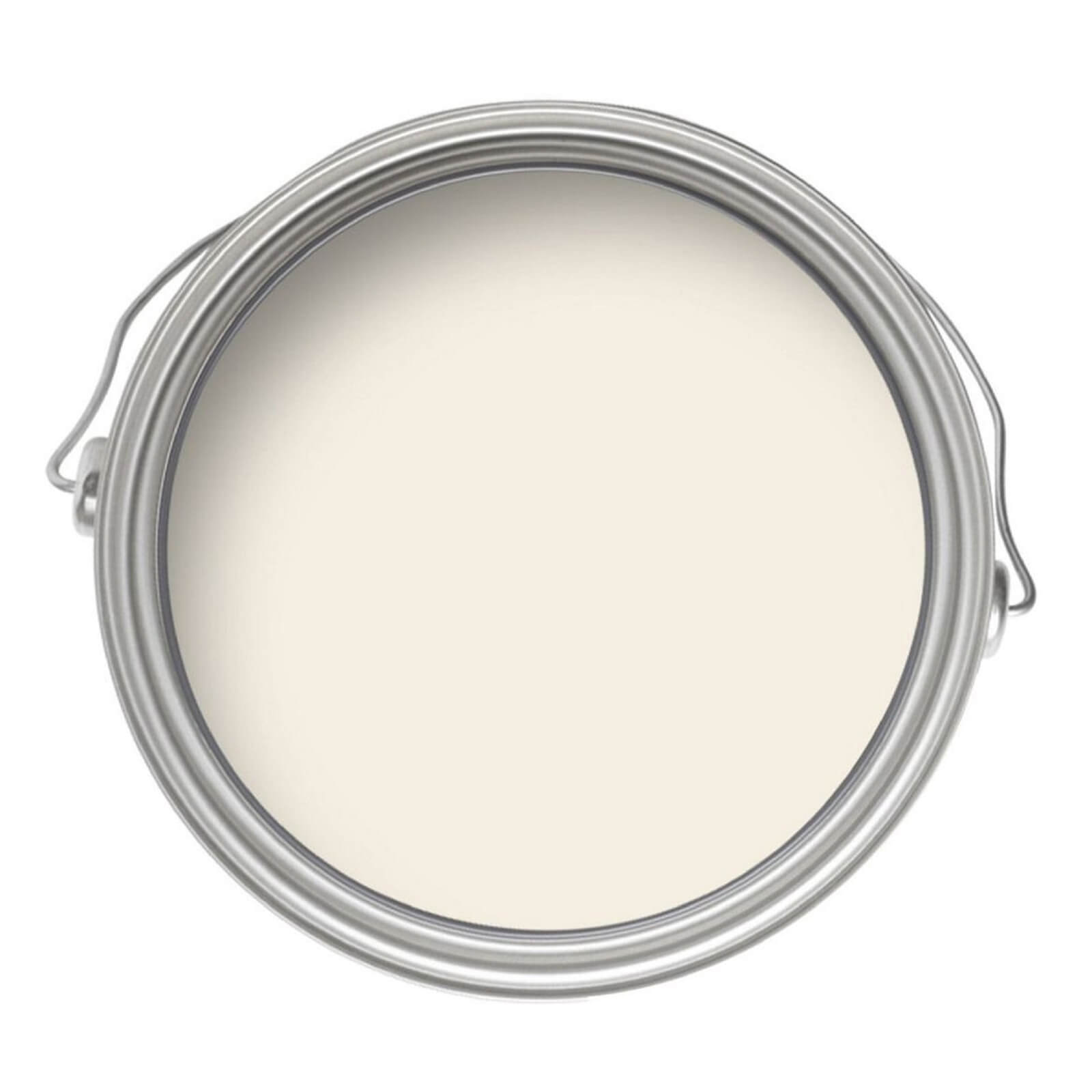 Crown Walls and Ceilings Matt Emulsion Paint in Cream White, presented in a 5L metal tin with a smooth, light cream surface visible inside the container.