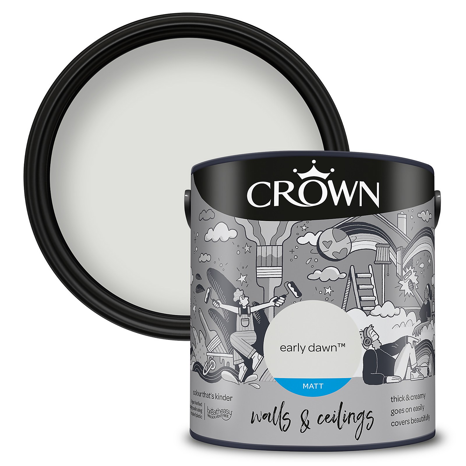 Crown Crown Walls and Ceilings Matt Emulsion Paint, Early Dawn 2.5L