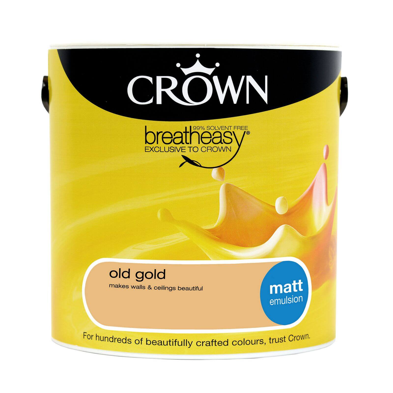 Crown Walls and Ceilings Matt Emulsion Paint, Old Gold 2.5L - image 2