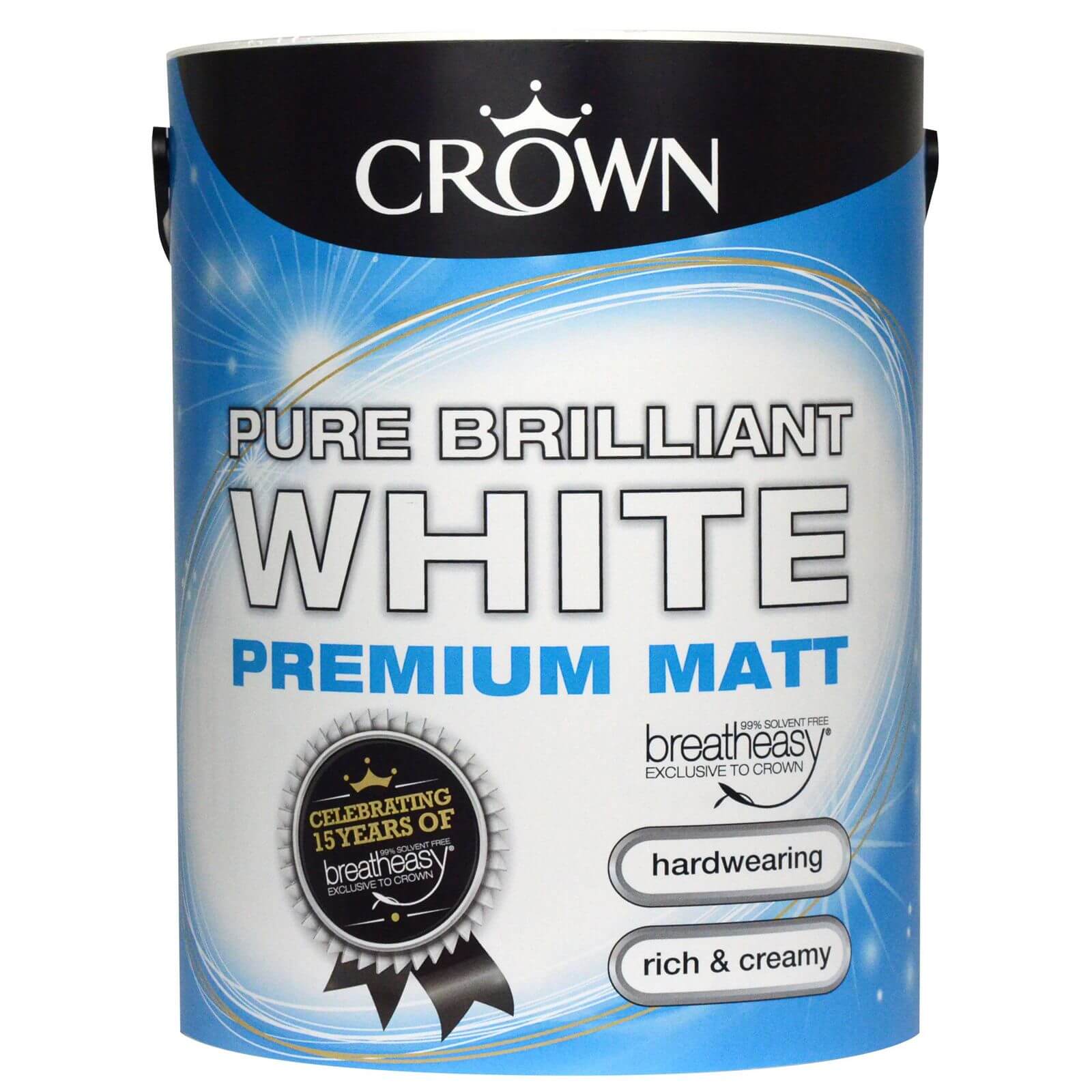 Crown Walls and Ceilings Matt Emulsion Paint, Pure Brilliant White 5L - image 2