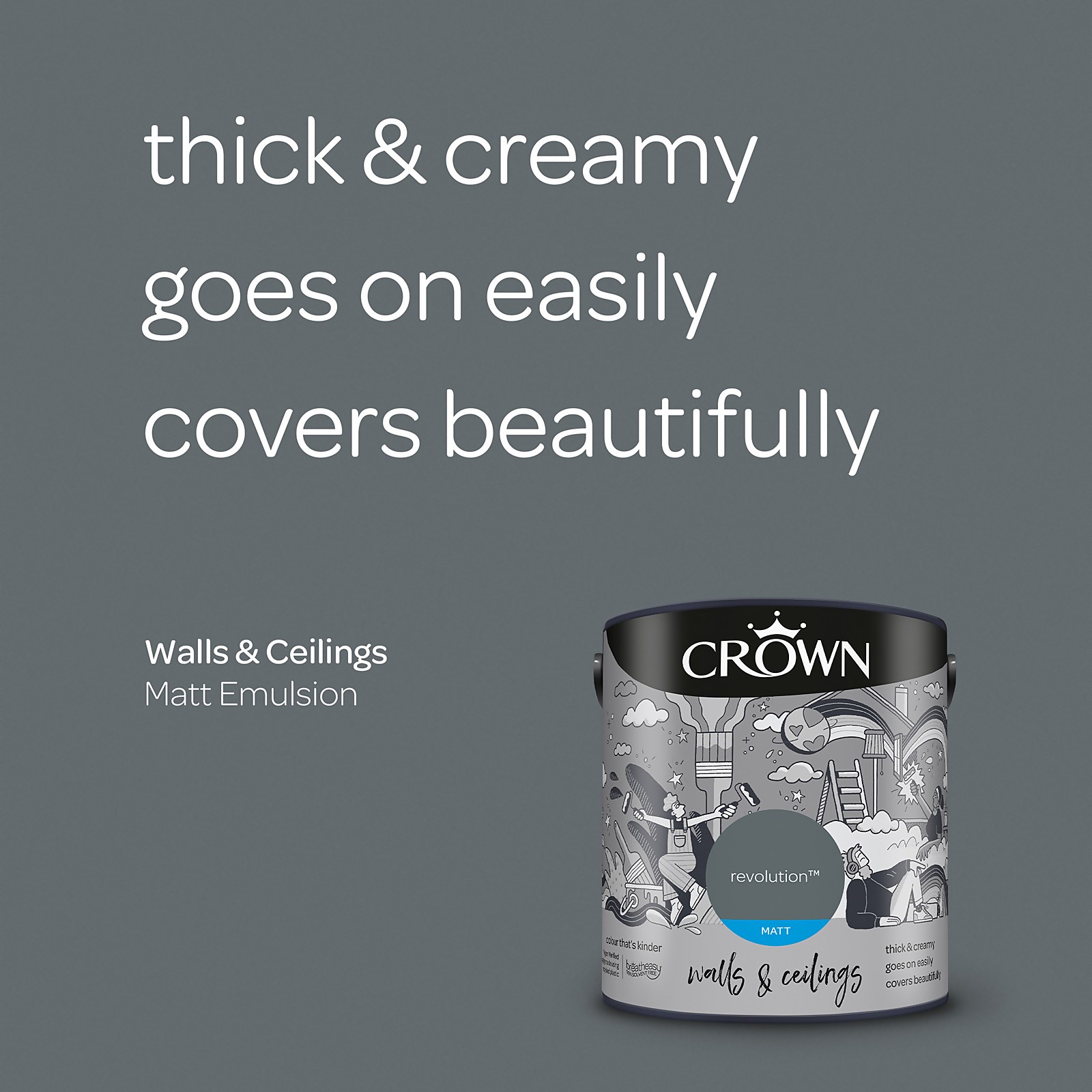 Crown Walls & Ceilings Revolution Matt Emulsion Paint 2.5L - image 4