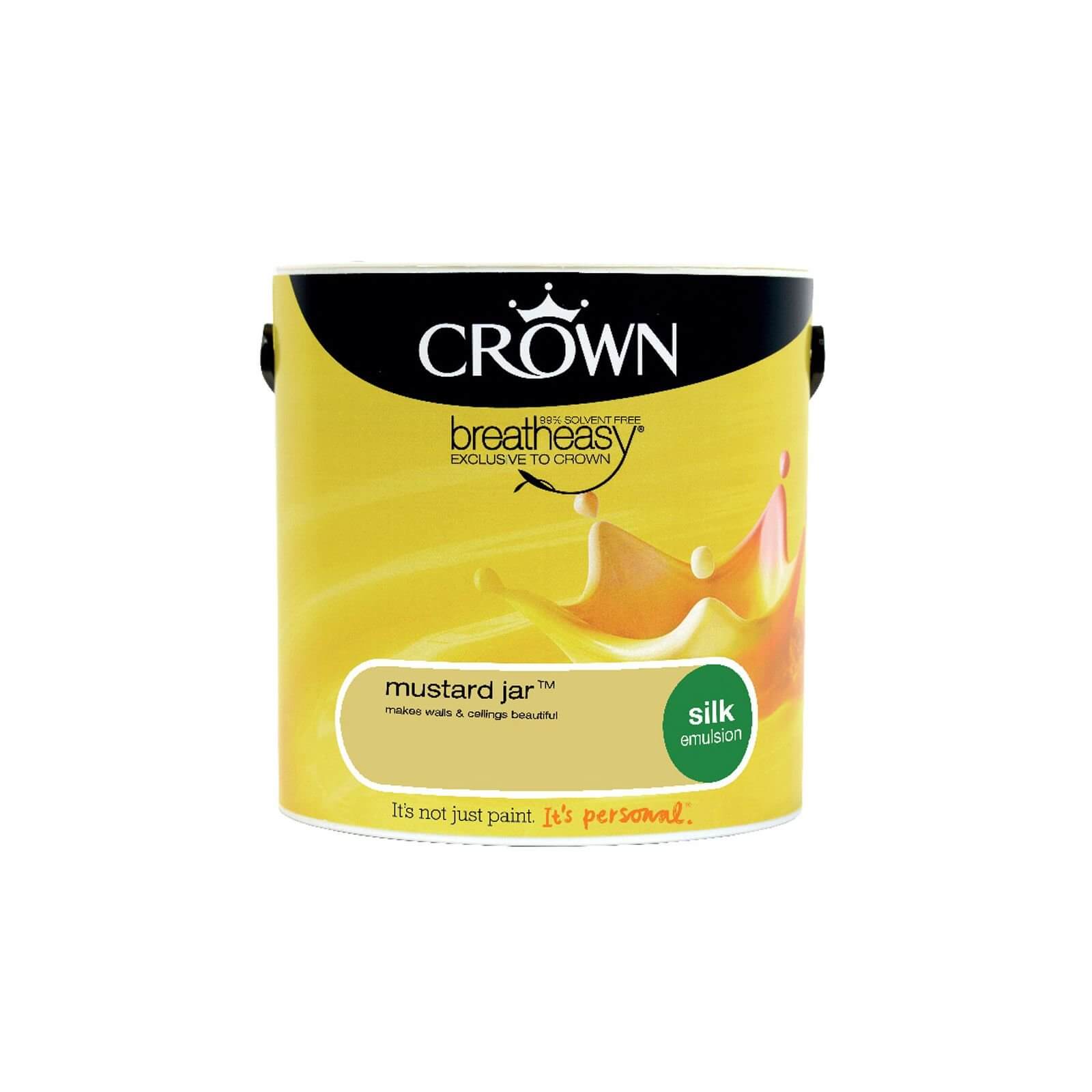 Crown Walls and Ceilings Silk Emulsion Paint, Mustard Jar 2.5L - image 2