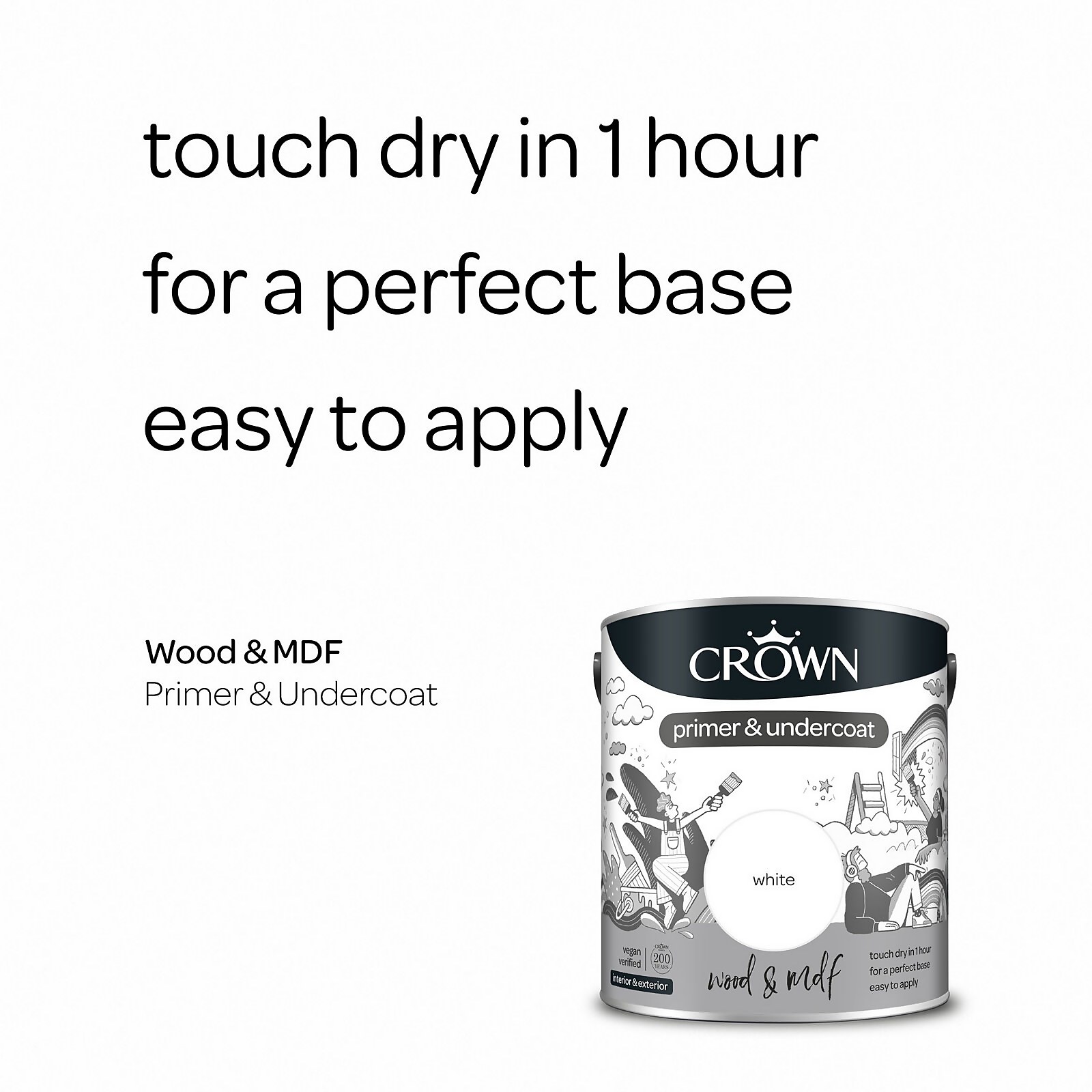 Crown Wood and MDF Primer and Undercoat, White 2.5L - image 3