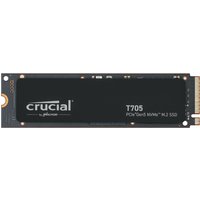 Crucial 1TB M.2 PCIe SSD, black with white text, gold connector pins on the right side.