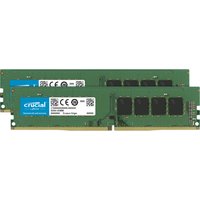 Crucial 16GB DDR4 memory module set, green circuit boards with black chips and white labels, 288-pin DIMM.