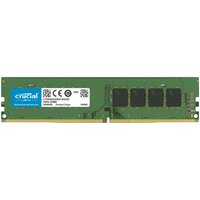 Green Crucial DDR4 288-pin DIMM memory module with black chips and blue label, 8 GB capacity.