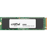 Crucial E100 2 TB M.2 PCIe 4.0 NVMe SSD, green circuit board, white label with black text.
