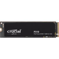 Black Crucial P310 500 GB M.2 PCIe 4.0 NVMe SSD with white logo and gold connector.