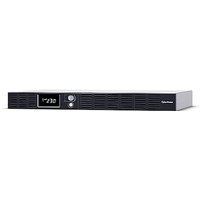 Black CyberPower OR1000ERM1U UPS with digital display, vented front panel, and silver buttons on the right.