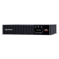 Black CyberPower UPS with digital display, 10 AC outlets, and vented front panel design.