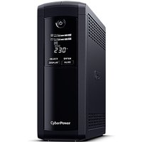 Black CyberPower VP1600EILCD UPS with LCD display, power button, and vented sides