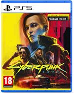Cyberpunk 2077: Ultimate Edition for PS5 features vibrant cover art with a female character, neon colors, and iconic elements from the game, including the title prominently displayed.