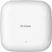 White square D-Link AX1800 Wi-Fi 6 access point with rounded edges and subtle LED indicator.