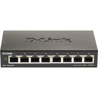 D-Link black Gigabit Smart Managed Switch with eight Ethernet ports and LED indicators, DGS-1100 Series.
