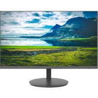 Dahua Technology 23.8" monitor with slim bezels, black stand, displaying a scenic landscape of mountains and lake.