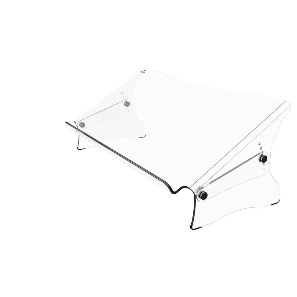 Clear acrylic document holder with adjustable angles, featuring a sleek design and sturdy base for optimal document visibility and ergonomic use.