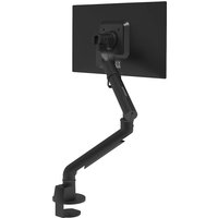 Black Dataflex monitor arm with adjustable joints and clamp base, supporting up to 9 kg, sleek and modern design.