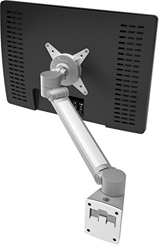 Silver and black Dataflex Viewlite Plus Monitor Arm, featuring a sleek design with adjustable arm and wall mount, designed for optimal monitor positioning and space efficiency.