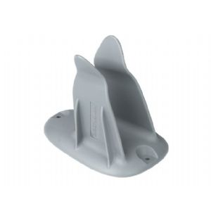 Grey passive holder made of durable plastic, featuring a curved design with two support arms and a flat base for stability.