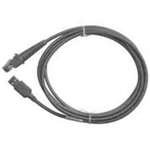Gray USB cable with a round connector on one end and a standard USB connector on the other, designed as an accessory for Datalogic barcode readers.