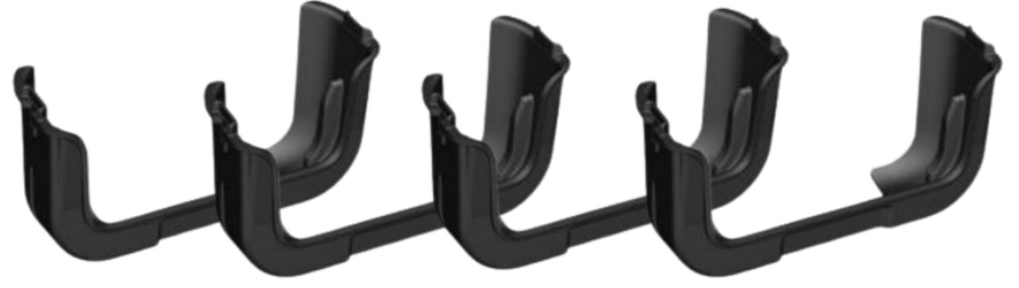 Black plastic adapter for Datalogic handheld mobile computers, featuring a curved design with secure grip areas, ideal for enhancing device functionality.