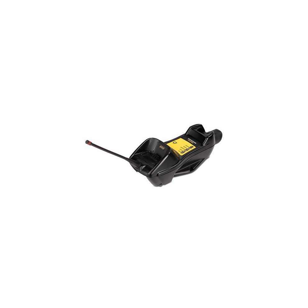 Black Datalogic BC9030 barcode scanner with a yellow label, featuring a long antenna and ergonomic grip for easy handling.