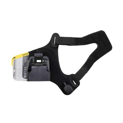 Black hand strap accessory for Datalogic barcode readers, featuring adjustable straps and a secure attachment point for easy handling and operation.