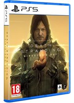 Death Stranding Director's Cut for PS5 features a blue case with a prominent image of a man holding an egg, set against a golden background, and an age rating of 18+.