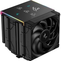 Black DeepCool AK620 Digital PRO air cooler with dual 12 cm fans and digital display on top.