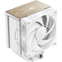 White DeepCool AK700 Digital WH air cooler with 12 cm fan, sleek design, and wood-textured top panel.