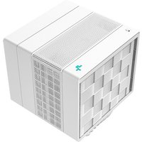 Black DeepCool ASSASSIN IV air cooler with dual fans and sleek, angular design for efficient processor cooling.