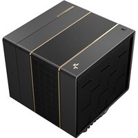 Black DeepCool ASSASSIN VC ELITE processor air cooler with sleek design, gold accents, and 120/140 mm fan size.
